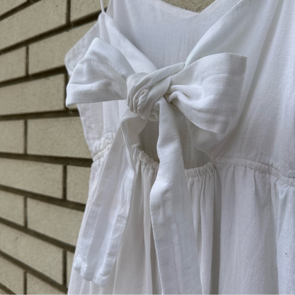 Zara TRF White Tie Back Button Front Midi Dress Spaghetti Strap S Coastal Summer - Picture 2 of 10